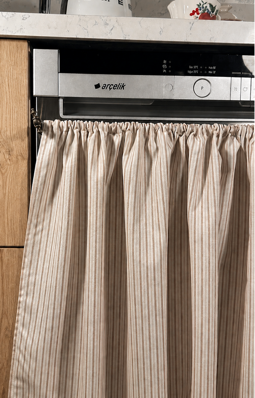 Bulaşık Makine Perdesi French Linen Deseni