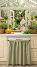 Mıknatıslı Bulaşık-Çamaşır-Kurutma Makinesi Perdesi French Linen (Yeşil)